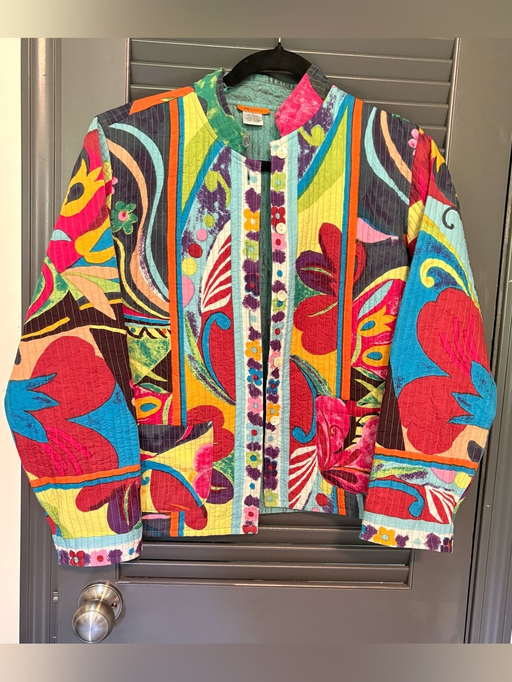 Anu Vibrant Multicolor Reversible Silk Quilted Blazer